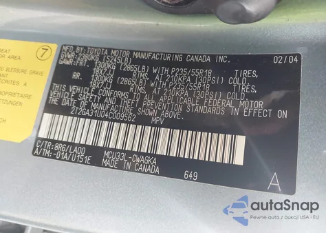 2004 Lexus Rx 330 from USA, damaged, VIN 2T2GA31U04C009562